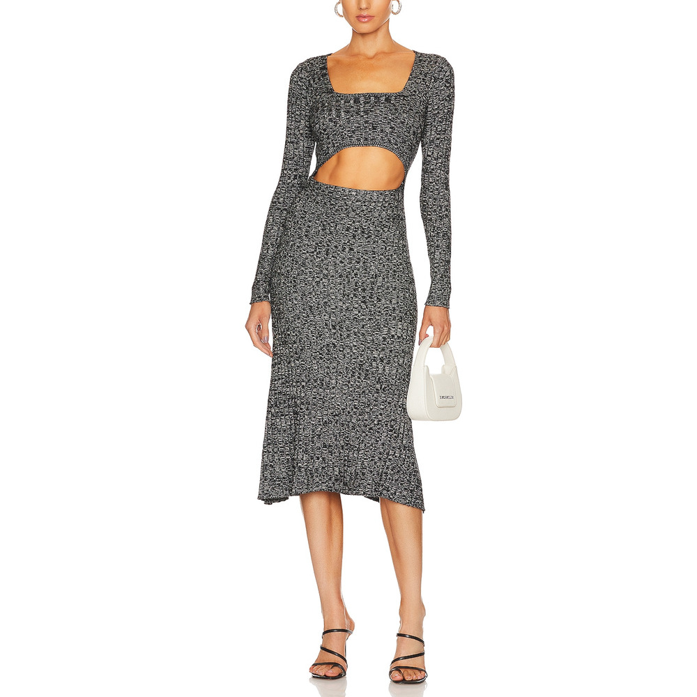 Afrm 'Skye' Black Ribbed Knit Dress Size XS
